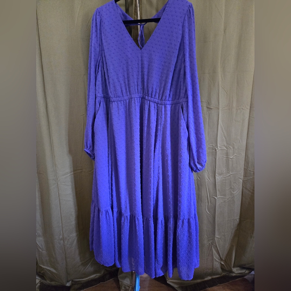 Torrid Womens Tea Length Clip Dot Open Back A-Line Dress [worn once]
